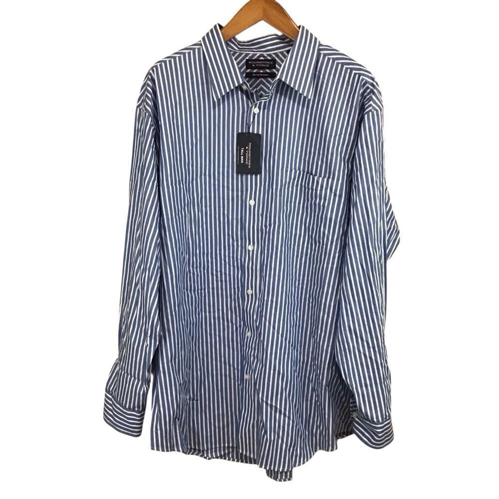 Roundtree & Yorke 80's Two-Ply Cotton Silky Finish Striped Button Down Shirt 3XT